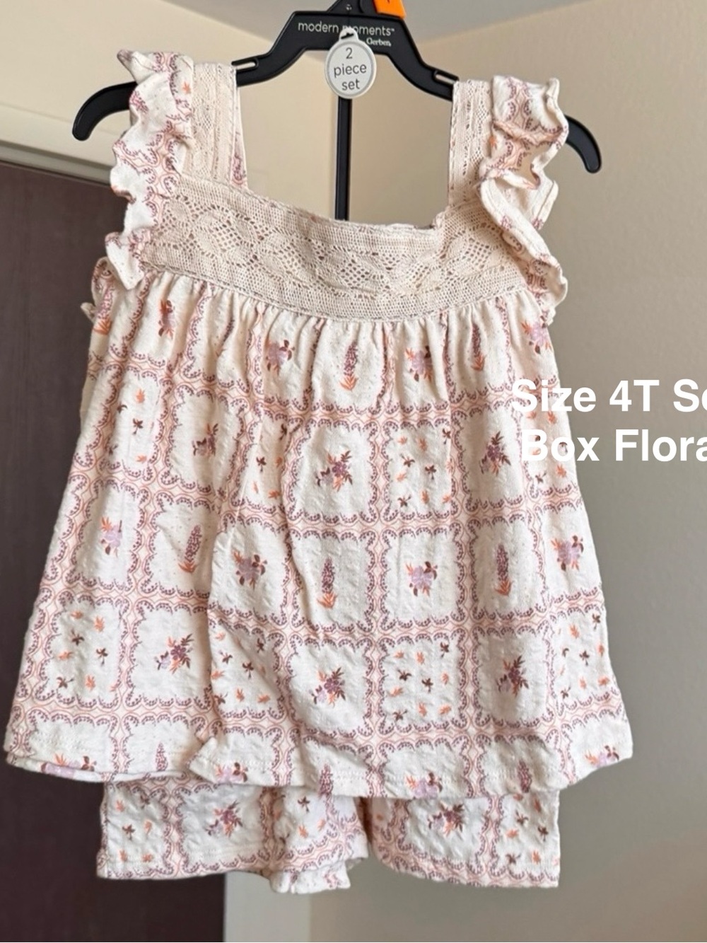 Modern Moments by Gerber Toddler Girl Square Neck Ruffle Outfit Set, 4T